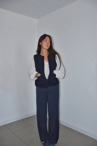 Blouse Erell blanche à carreaux