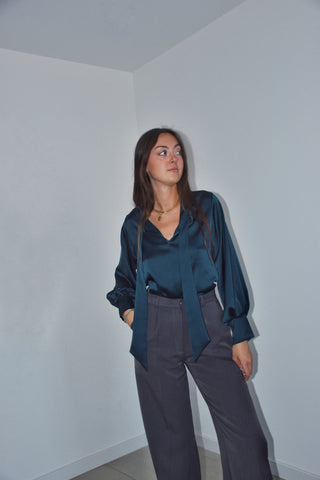 Blouse Solène bleu pétrole