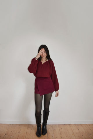 Jupe-short Éden bordeaux