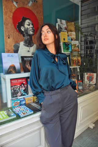 Blouse Solène bleu pétrole