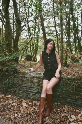 Gilet Isis en laine marron rayé