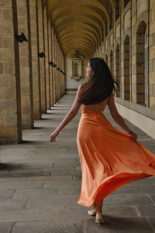 Robe Olympe longue orange