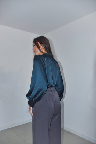 Blouse Solène bleu pétrole