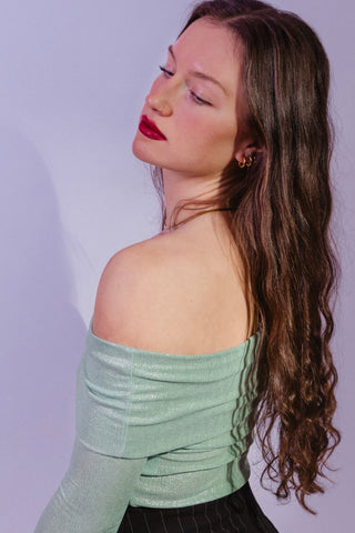 Top Bardot vert