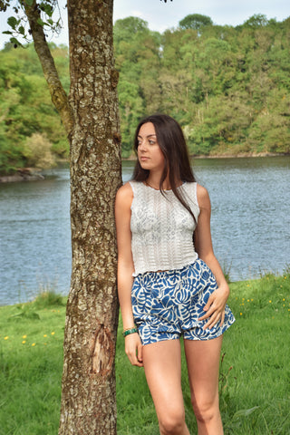 Top crochet blanc