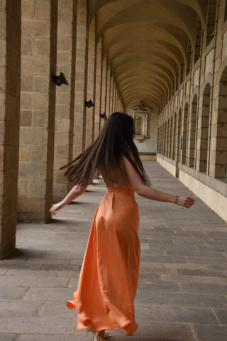 Robe Olympe longue orange