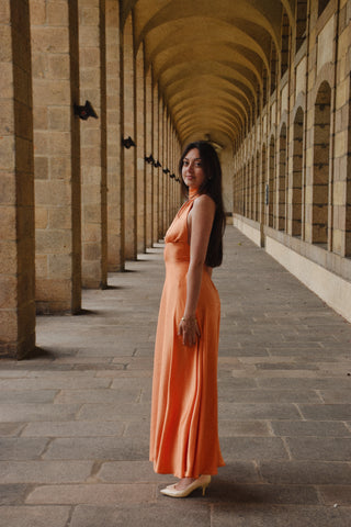 Robe Olympe longue orange