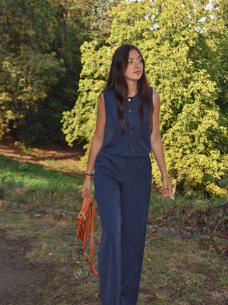 Pantalon wide leg Isis bleu marine